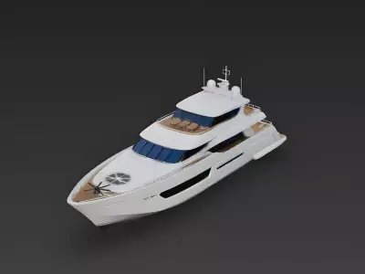Modern Luxury Superyacht 3D Model Low-poly 3D model