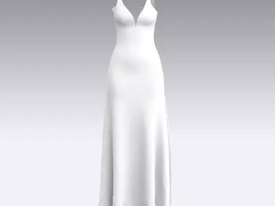 dress color white look elegance Low-poly 3D model