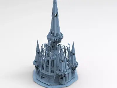 Dark Volcano Tower Tall 3D model