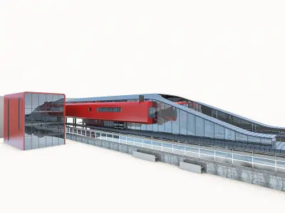 Train Station 02 Low-poly 3D model