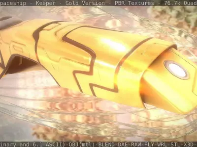 Spaceship - Keeper - Gold Version 3D model