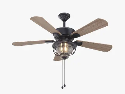 52 Inch Bronze Indoor Outdoor Ceiling Fan with Light PBR 3D model