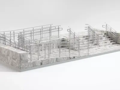 Stairs with ramp 3D model