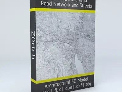 Zurich Road Network and Streets 3D model