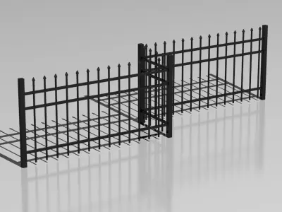 Metallic fence 04 3D model