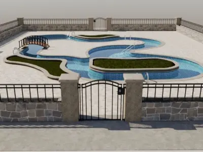 Lazy River Public Pool 3D model