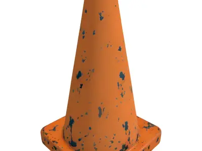 Realistic Weathered Traffic Cone Low-poly 3D model