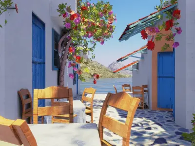 european style beach restaurant 3D model