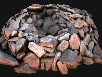 Gold Deposits in the Ground Low-poly 3D model
