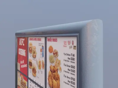 large restaurant menu billboard sign Low-poly 3D model