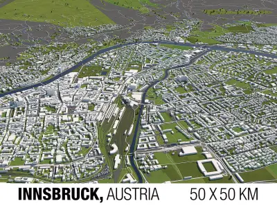 Innsbruck Austria 50x50km 3D model