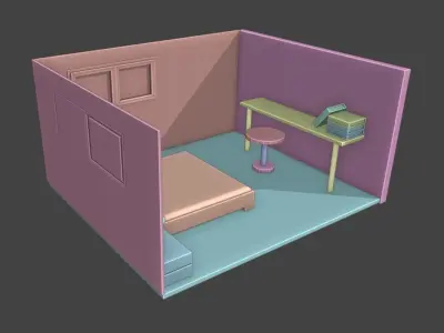 Simple House - Blender 3D - Architectural Low-poly 3D model