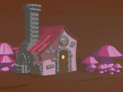 Pixie House With Mushrooms 3D model
