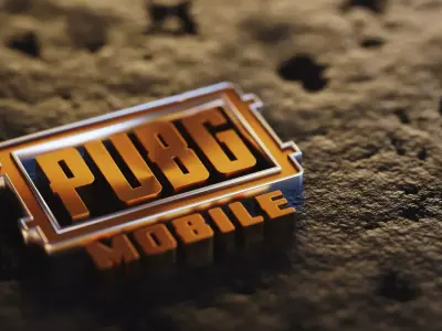 PUBG Mobile Logo studio rendering with mud floor 3D model