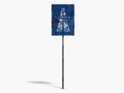 Damaged Highway Sign Low-poly 3D model