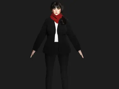 3D ASIAN FEMALE BUSINESSWOMAN WORKER- REALISTIC GAME CHARACTER Low-poly 3D model