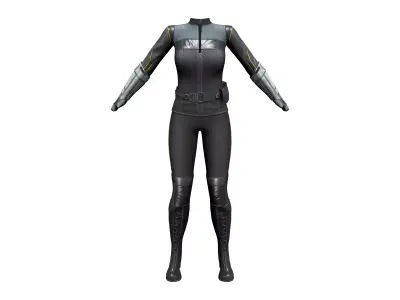 Futuristic Sci-Fi Full Outfit Jacket Pants Arm Shield Low-poly 3D model