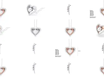 33 Women Solitaire Diamond Pendant 3dm stl renders details 3D Model Pack