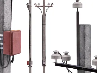 Concrete Power Line Pole 3D model