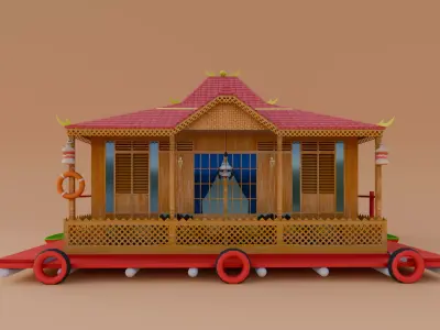Traditional Houses - Rumah Rakit Low-poly 3D model