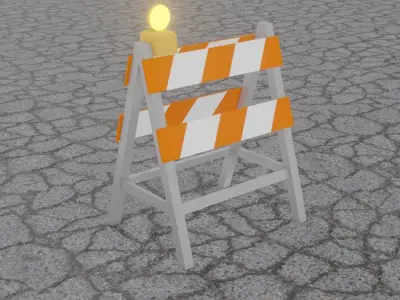 Road Closed Barrier Low-poly 3D model
