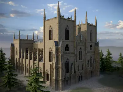 Modular Medieval Church Low-poly 3D model