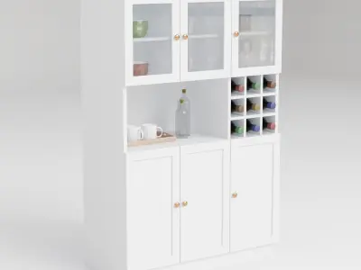6-Door Kitchen Pantry Cabinet Storage 3D model