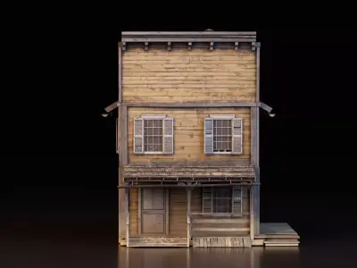 Old Western Wooden Shop Low-poly 3D model