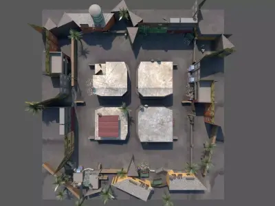 Favela Map - Cs Iceworld Layout - Mobile Compatible Game Ready Low-poly 3D model