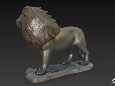 Lion Statue V43 Low-poly 3D model