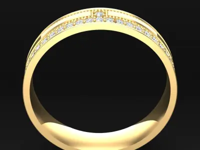 Light Gold Diamond Men Ring 2MR060 3D model