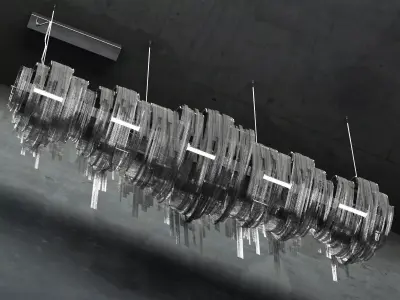 Volver chandelier made of metal rods hanging from wall 3D model