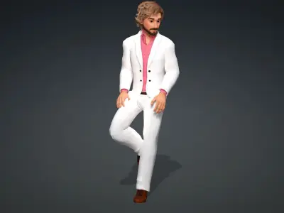 Man Cartoon Character Rigged Low-poly 3D model