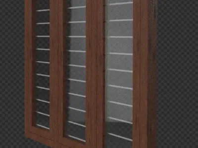 Wooden Framed Glazed Window Low-poly 3D model