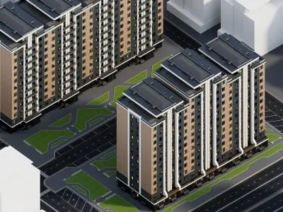 Exterior Apartment Building 12 Floors 3D model