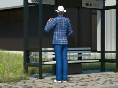  Elderly Gentleman in a Classic White Fedora Rigged for Cinema 4D 