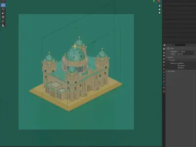 Cathedral from Berlin Germany Low-poly 3D model