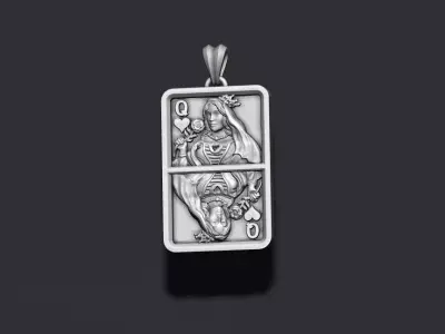 Heart queen playing card pendant light 3D print model