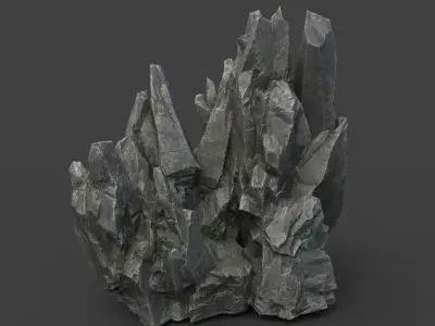 Spiky Black Rock 220616  Low-poly 3D model