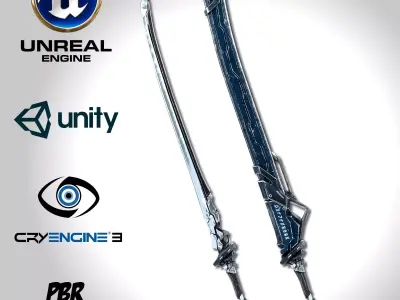 Sci-fi Frozen Sword - Remake Low-poly 3D model