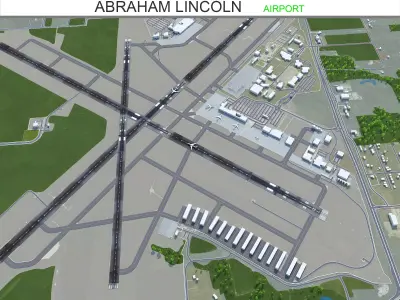 Abraham Lincoln Capital Airport Springfield 10km Low-poly 3D model