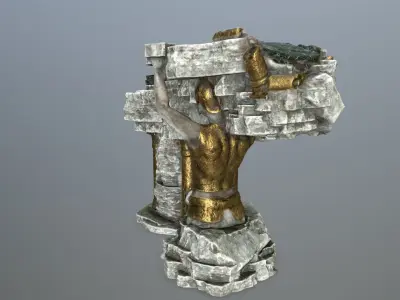 temple statue Low-poly 3D model