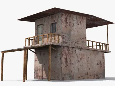 Slum n old house with roof Low-poly 3D model