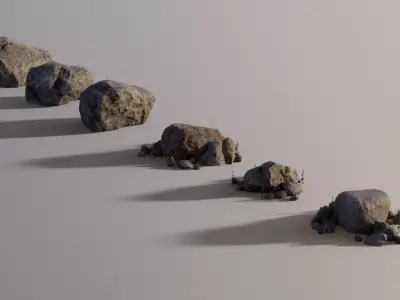 Rock assembly set Low-poly 3D model