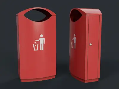 Street Trash Can 11 PBR Game Ready Low-poly 3D model