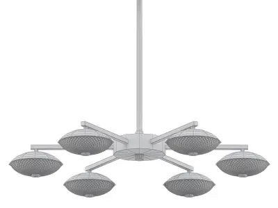SPINNER modern chandelier in brass with six glass shades 3D model