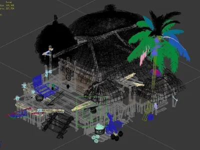 Thatched House-Village Head-Leader Home 3D model