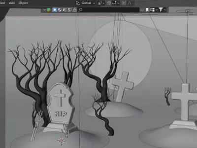 FULL MOON IN THE CEMETERY 3D model