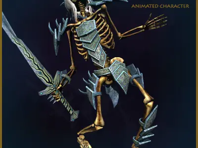 Skeleton Warlord Light Version Low-poly 3D model