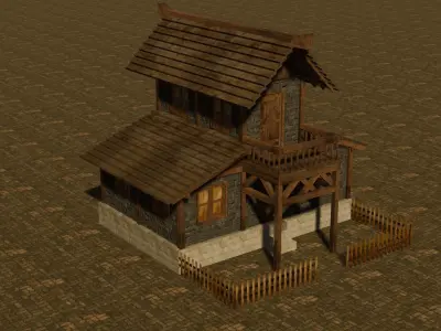 Medieval house ten Low-poly 3D model